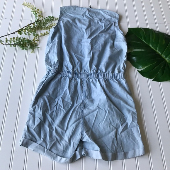 7 FAM romper blue chambray zip up stretch kids - Picture 2 of 8